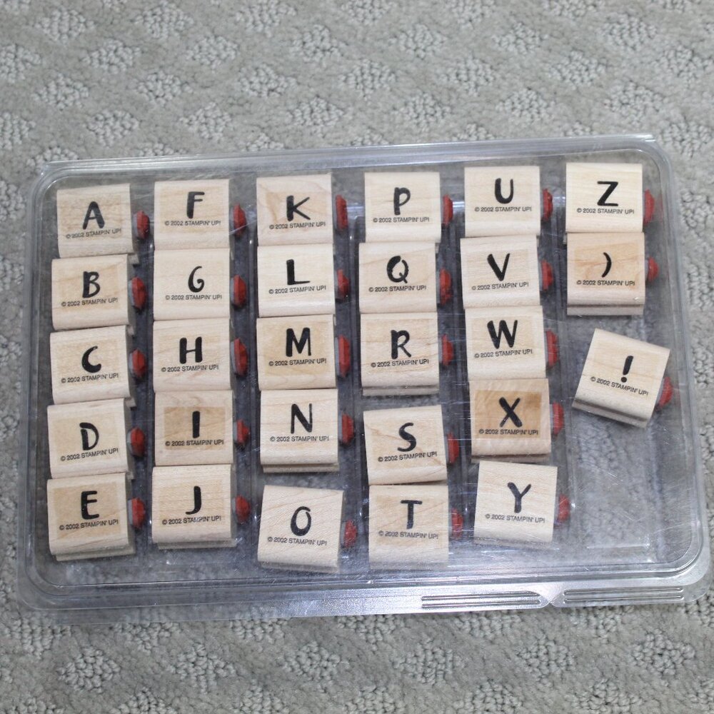 NWOT Stampin' Up Set of 56 Bold Alphabet Upper & Lower Stamps - Mounted